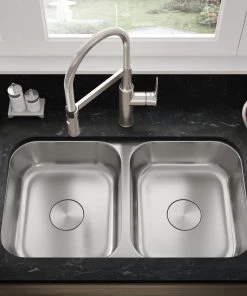 Allora USA - ADA-3118 - 31" X 18" X 6"Undermount Double Bowl 18 Gauge Stainless Steel Kitchen Sink Sinks