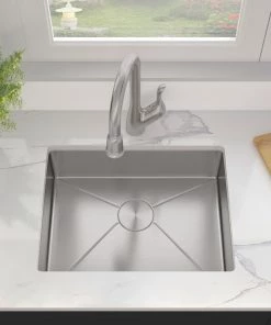 Allora USA - ADA-KH-2718-R15 - 26" X 17" X 5" Handmade Undermount Single Bowl Stainless Steel Kitchen Sink 7 Allora USA - ADA-KH-2718-R15 - 26