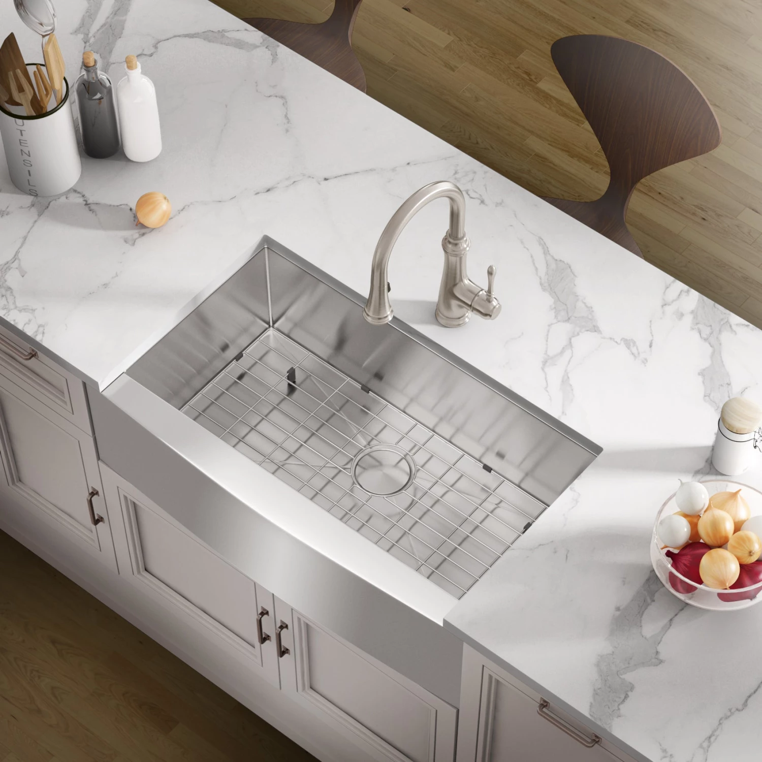 Sinks Allora USA - KH-3621F - 36" X 21" X 10" Single Large Bowl Stainless Steel Kitchen Sink 5 Sinks Allora USA - KH-3621F - 36" X 21" X 10" Single Large Bowl Stainless Steel Kitchen Sink