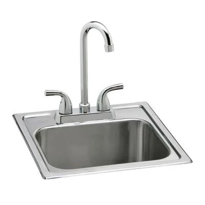 Elkay Neptune All-in-One Drop-In Stainless Steel 15 In. 2-Hole Single Bowl Bar Sink 2 Elkay Neptune All-in-One Drop-In Stainless Steel 15 In. 2-Hole Single Bowl Bar Sink