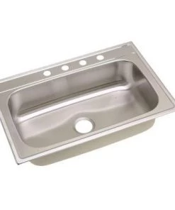 Elkay Signature Drop-In Stainless Steel 33 In. 4-Hole Single Bowl Kitchen Sink