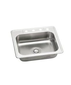 Elkay Dayton Drop-In Stainless Steel 25 In. 4-Hole Single Bowl Kitchen Sink Sinks