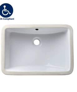 Allora USA - ADA-1218 - 18" X 12" X 5" Undermount Rectangular Bathroom Sink With Overflow - White Sinks