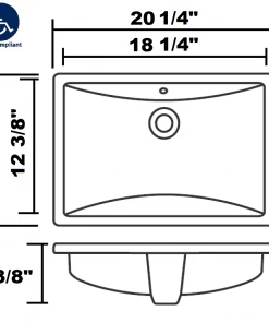 Allora USA - ADA-1218 - 18" X 12" X 5" Undermount Rectangular Bathroom Sink With Overflow - White Sinks