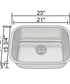 Allora USA - ADA-2318 - 23'' X 18" X 5 1/2" Undermount Single Bowl 18 Gauge Stainless Steel Kitchen Sink