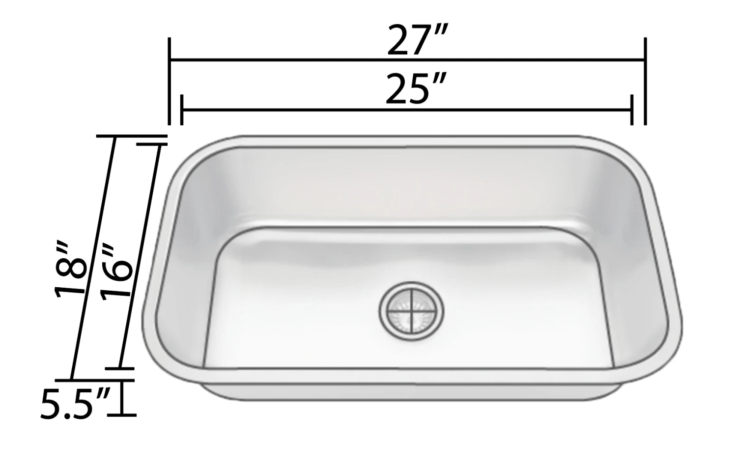 Sinks Allora USA - ADA-2718 - 27" X 18" X 5 1/2" Undermount Single Bowl 18 Gauge Stainless Steel Kitchen Sink 4 Sinks Allora USA - ADA-2718 - 27" X 18" X 5 1/2" Undermount Single Bowl 18 Gauge Stainless Steel Kitchen Sink