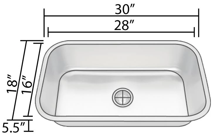 Sinks Allora USA - ADA-3018- 30" X 18" X 6" Undermount Single Bowl 18 Gauge Stainless Steel Kitchen Sink 4 Sinks Allora USA - ADA-3018- 30" X 18" X 6" Undermount Single Bowl 18 Gauge Stainless Steel Kitchen Sink