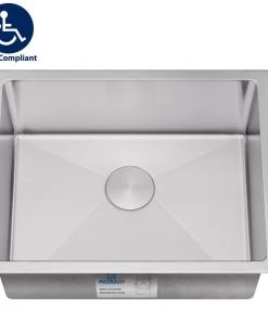 Allora USA - ADA-KH-2318-R15 - 23" X 18" X 5-1/2" Handmade Undermount Single Bowl Stainless Steel Kitchen Sink
