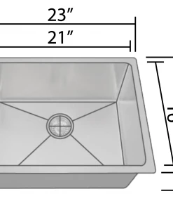 Allora USA - ADA-KH-2318-R15 - 23" X 18" X 5-1/2" Handmade Undermount Single Bowl Stainless Steel Kitchen Sink