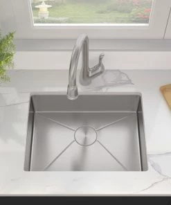Allora USA - ADA-KH-2318-R15 - 23" X 18" X 5-1/2" Handmade Undermount Single Bowl Stainless Steel Kitchen Sink 6 Allora USA - ADA-KH-2318-R15 - 23