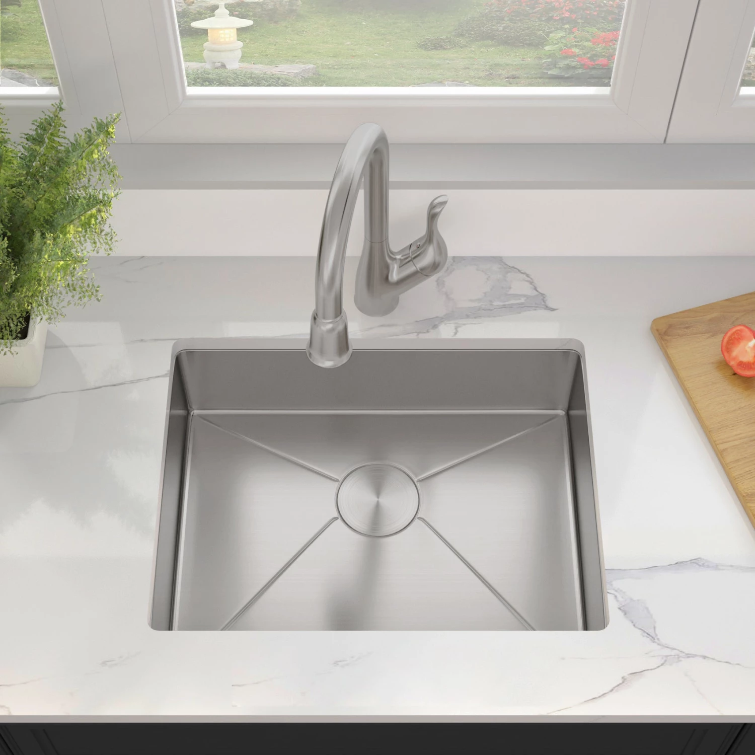 Allora USA - ADA-KH-2318-R15 - 23" X 18" X 5-1/2" Handmade Undermount Single Bowl Stainless Steel Kitchen Sink 3 Allora USA - ADA-KH-2318-R15 - 23" X 18" X 5-1/2" Handmade Undermount Single Bowl Stainless Steel Kitchen Sink