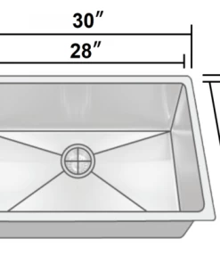 Allora USA - ADA-KH-3018-R15 - 30" X 18" X 5" Handmade Undermount Single Bowl Stainless Steel Kitchen Sink Sinks