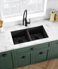 NEW! Allora USA GC-3118-D Black Granite Composite Kitchen Sink Sinks