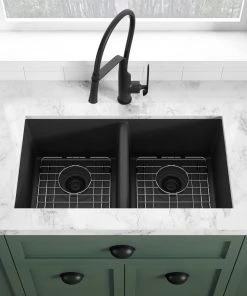 NEW! Allora USA GC-3118-D Black Granite Composite Kitchen Sink Sinks