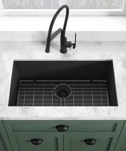 NEW! Allora USA GC-3118-S Black Granite Composite Kitchen Sink