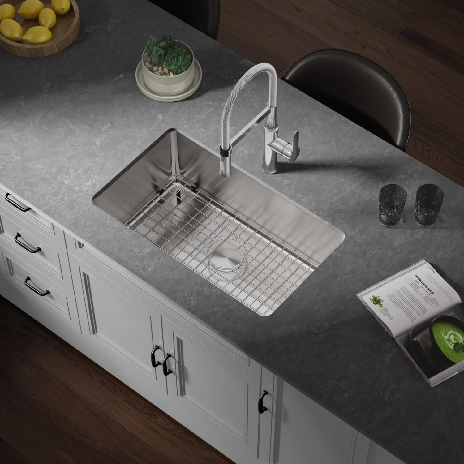 Sinks Allora USA - KSN-3018-R25 - 30" X 18" X 9" Undermount Single Bowl Stainless Steel Kitchen Sink 3 Sinks Allora USA - KSN-3018-R25 - 30" X 18" X 9" Undermount Single Bowl Stainless Steel Kitchen Sink
