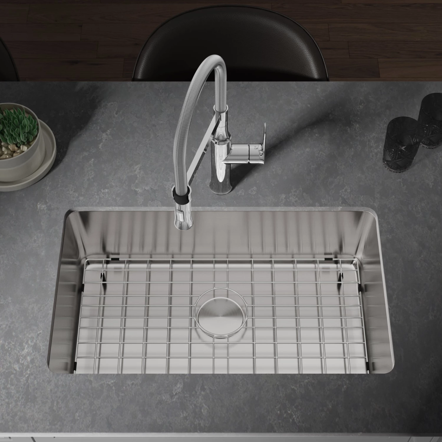 Sinks Allora USA - KSN-3018-R25 - 30" X 18" X 9" Undermount Single Bowl Stainless Steel Kitchen Sink 2 Sinks Allora USA - KSN-3018-R25 - 30" X 18" X 9" Undermount Single Bowl Stainless Steel Kitchen Sink