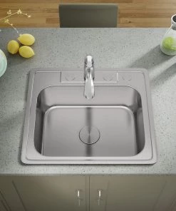 Allora USA - TOP-2116 25" X 22" X 7" Top Mount Single Bowl Kitchen Sink