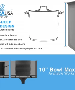 Allora USA - KH-3318-R15 - 33" X 18" X 10" Undermount Double Bowl Handmade Stainless Steel Kitchen Sink Sinks 12 Allora USA - KH-3318-R15 - 33