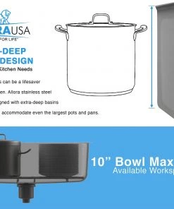 Allora USA - KH-3318-S - 33" X 18" X 10" Undermount Single Large Bowl Handmade Stainless Steel Kitchen Sink 16 Allora USA - KH-3318-S - 33