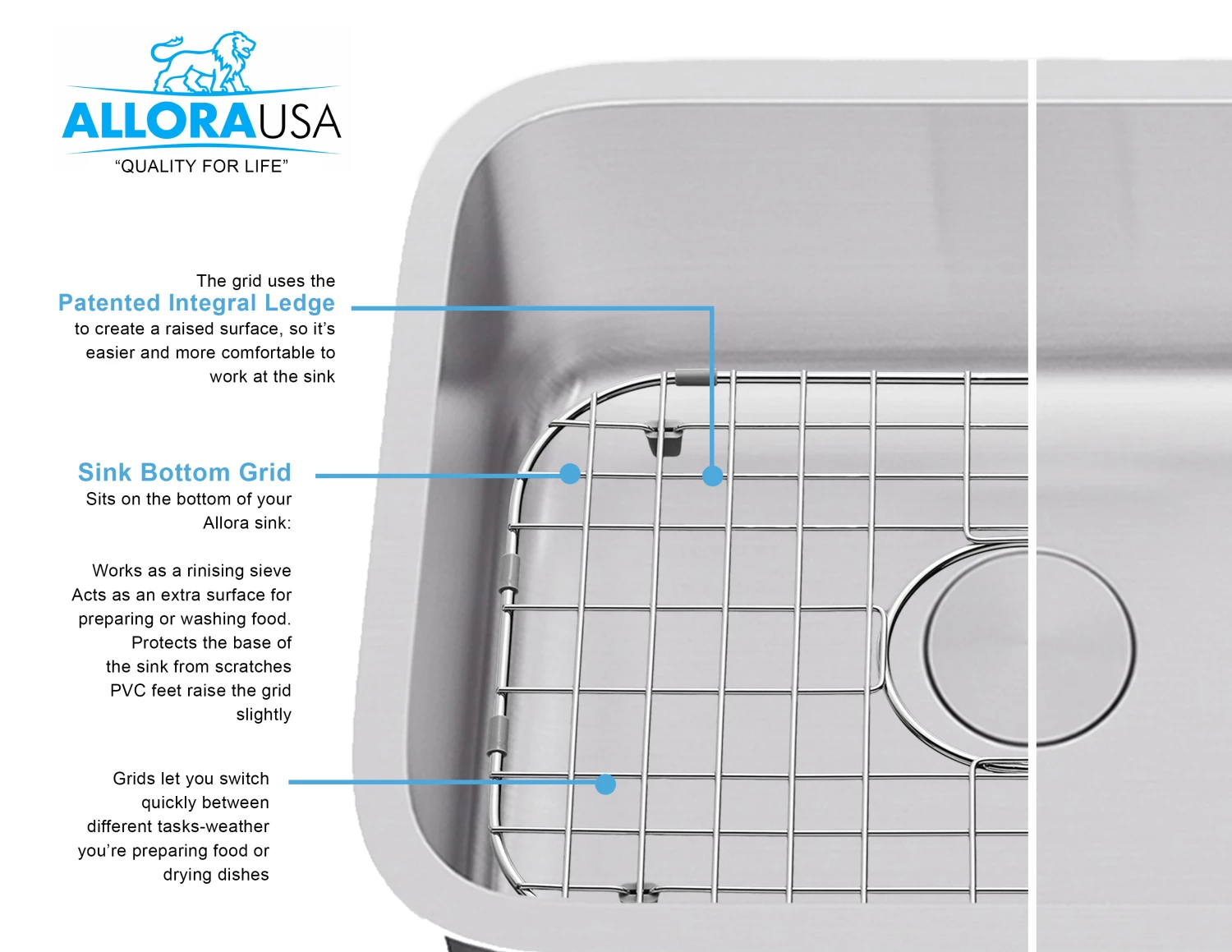 Grid Combo Allora USA - GRHM-3018 Combo- Stainless Steel Kitchen Sink Grid 9 Grid Combo Allora USA - GRHM-3018 Combo- Stainless Steel Kitchen Sink Grid
