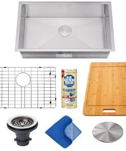 Sinks Allora USA - KH-2318 - 23" X 18" X 10" Combo Handmade Undermount Single Bowl Stainless Steel Kitchen Sink And Accessories