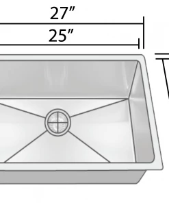 Allora USA - KH-2718 - 27" X 18" X 10" Handmade Undermount Single Large Bowl Stainless Steel Kitchen Sink Sinks 11 Allora USA - KH-2718 - 27