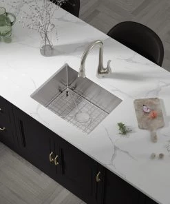 Allora USA - KH-2718-R15 Combo - 27" X 18" X 10" Handmade Undermount Single Large Bowl Stainless Steel Kitchen Sink Sinks 14 Allora USA - KH-2718-R15 Combo - 27