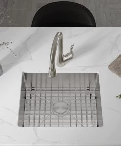 Allora USA - KH-2718-R15 Combo - 27" X 18" X 10" Handmade Undermount Single Large Bowl Stainless Steel Kitchen Sink Sinks