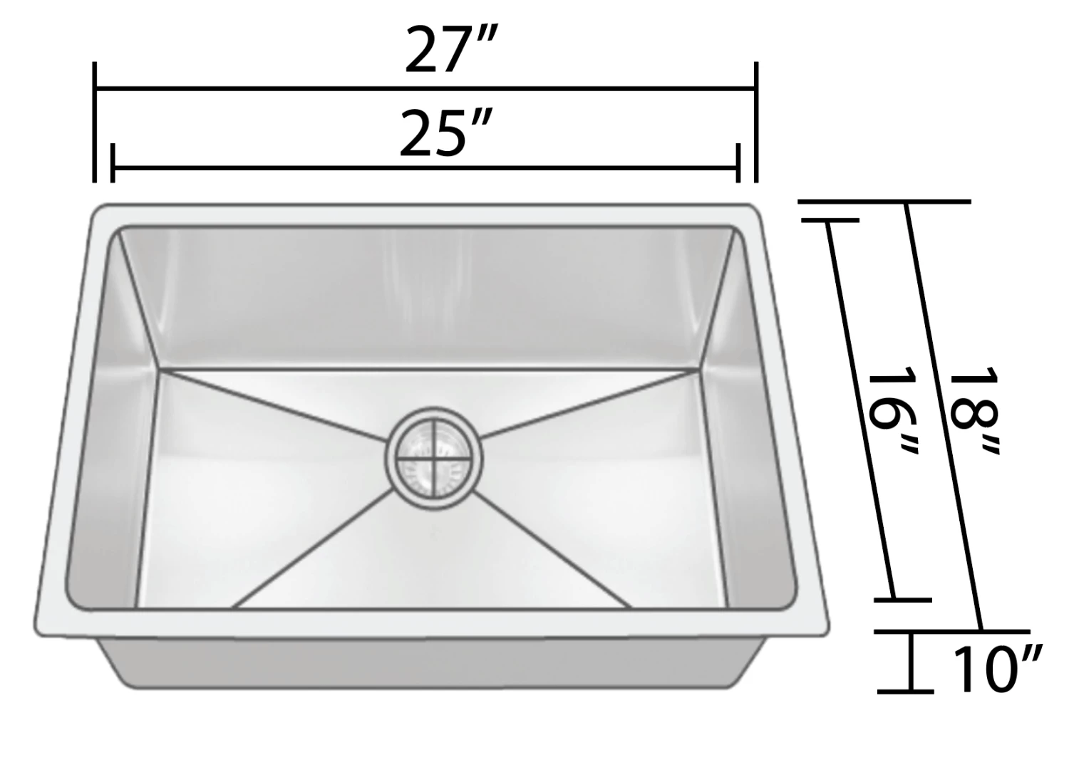 Allora USA - KH-2718 - 27" X 18" X 10" Handmade Undermount Single Large Bowl Stainless Steel Kitchen Sink Sinks 4 Allora USA - KH-2718 - 27" X 18" X 10" Handmade Undermount Single Large Bowl Stainless Steel Kitchen Sink Sinks