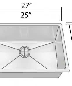 Allora USA - KH-2718-R15 Combo - 27" X 18" X 10" Handmade Undermount Single Large Bowl Stainless Steel Kitchen Sink Sinks 15 Allora USA - KH-2718-R15 Combo - 27