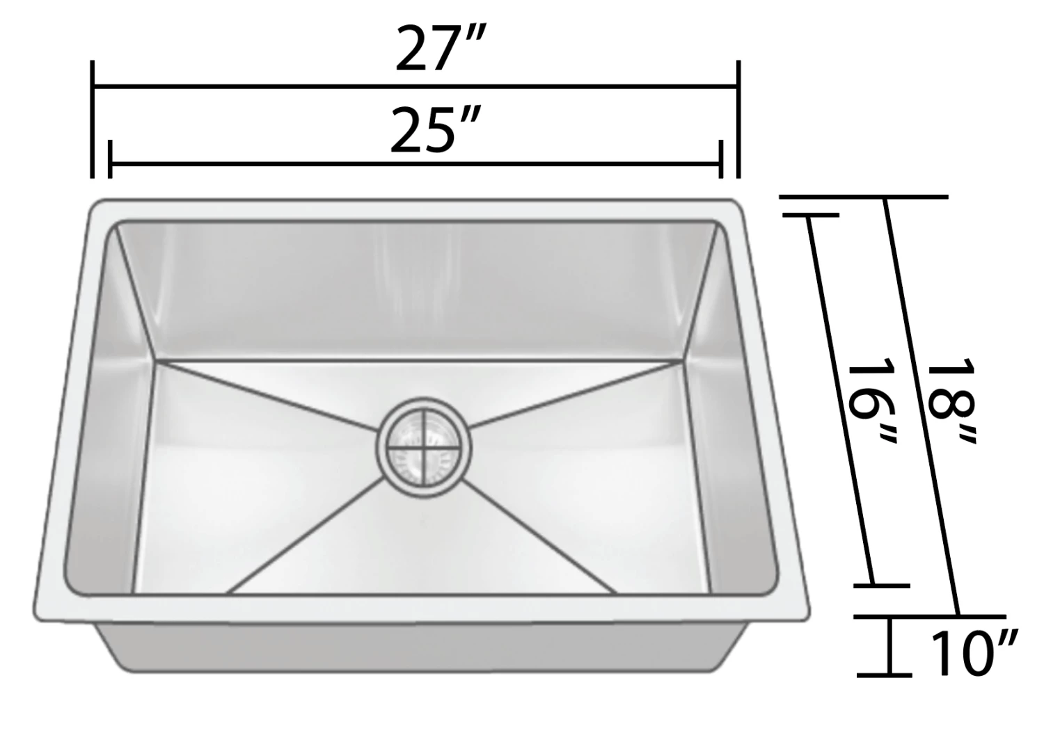 Allora USA - KH-2718-R15 Combo - 27" X 18" X 10" Handmade Undermount Single Large Bowl Stainless Steel Kitchen Sink Sinks 4 Allora USA - KH-2718-R15 Combo - 27" X 18" X 10" Handmade Undermount Single Large Bowl Stainless Steel Kitchen Sink Sinks