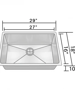 COMING SOON! Allora USA - KH-2918-R15 - 29" X 18" X 10" Handmade Undermount Single Large Bowl Stainless Steel Kitchen Sink 7 COMING SOON! Allora USA - KH-2918-R15 - 29