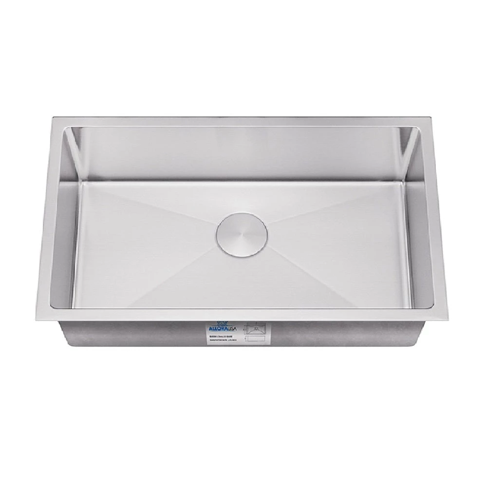 COMING SOON! Allora USA - KH-2918-R15 - 29" X 18" X 10" Handmade Undermount Single Large Bowl Stainless Steel Kitchen Sink 1 COMING SOON! Allora USA - KH-2918-R15 - 29" X 18" X 10" Handmade Undermount Single Large Bowl Stainless Steel Kitchen Sink