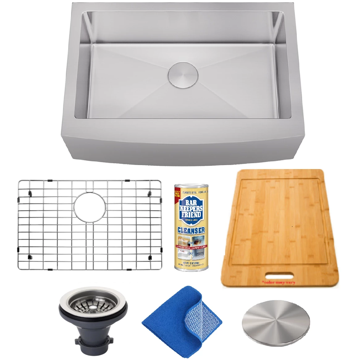 Allora USA - KH-3021F-R15 Combo - 30" X 21" X 10" Farmhouse Apron Handmade Undermount Single Bowl Stainless Steel Kitchen Sink Sinks 1 Allora USA - KH-3021F-R15 Combo - 30" X 21" X 10" Farmhouse Apron Handmade Undermount Single Bowl Stainless Steel Kitchen Sink Sinks