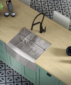 Allora USA - KH-3021F-R15 - 30" X 21" X 10" Undermount Farmhouse Single Large Bowl Stainless Steel Kitchen Sink 9 Allora USA - KH-3021F-R15 - 30