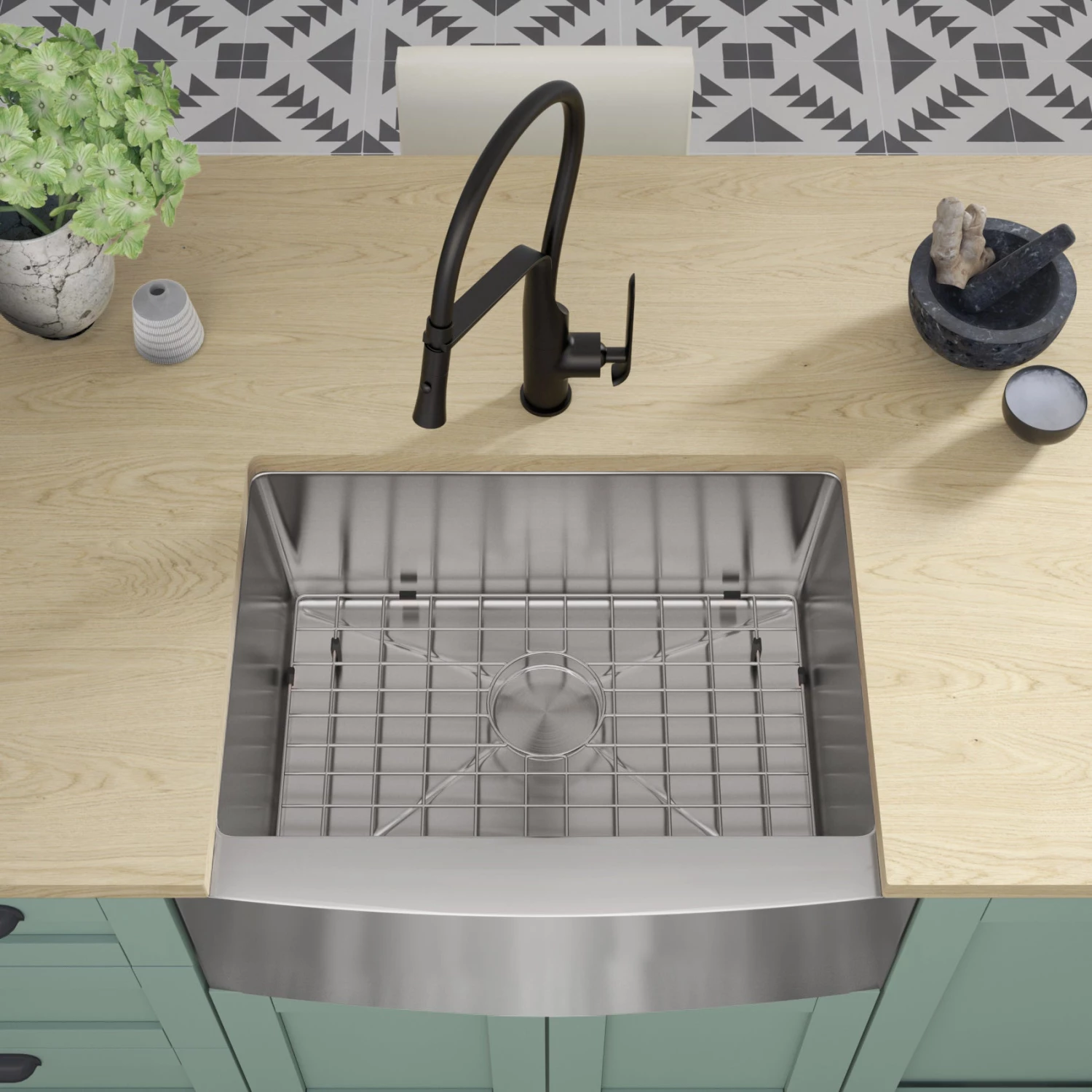 Allora USA - KH-3021F-R15 - 30" X 21" X 10" Undermount Farmhouse Single Large Bowl Stainless Steel Kitchen Sink 2 Allora USA - KH-3021F-R15 - 30" X 21" X 10" Undermount Farmhouse Single Large Bowl Stainless Steel Kitchen Sink
