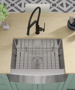 Allora USA - KH-3021F-R15 Combo - 30" X 21" X 10" Farmhouse Apron Handmade Undermount Single Bowl Stainless Steel Kitchen Sink Sinks