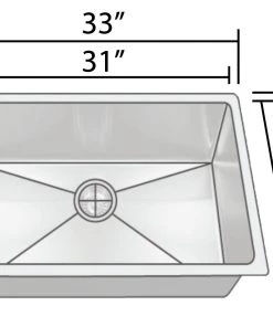 Allora USA - KH-3318-S - 33" X 18" X 10" Undermount Single Large Bowl Handmade Stainless Steel Kitchen Sink 12 Allora USA - KH-3318-S - 33