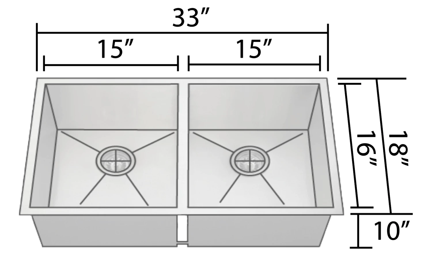 Allora USA - KH-3318 - 33" X 18" X 10" Undermount Double Bowl Handmade Stainless Steel Kitchen Sink 5 Allora USA - KH-3318 - 33" X 18" X 10" Undermount Double Bowl Handmade Stainless Steel Kitchen Sink