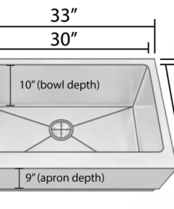 Allora USA - KH-3621F-R15 - 36" X 21" X 10" Single Large Bowl Stainless Steel Kitchen Sink Sinks