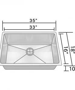 Sinks COMING SOON! Allora USA - KH-3518-R15 - 35" X 18" X 10" Handmade Undermount Single Large Bowl Stainless Steel Kitchen Sink 7 Sinks COMING SOON! Allora USA - KH-3518-R15 - 35