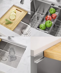 Allora USA KHWS-3318-R15 Workstation Undermount Stainless Steel Kitchen Sink Sinks