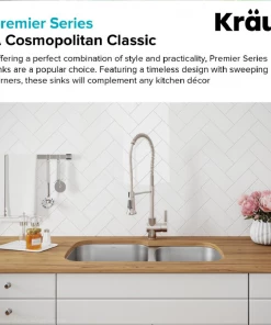 Elkay KRAUS Premier Undermount Stainless Steel 32 In. 60/40 Double Bowl Kitchen Sink