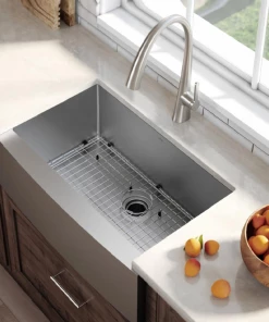 KRAUS Standart PRO Farmhouse Apron-Front Stainless Steel 33 In. Single Bowl Kitchen Sink