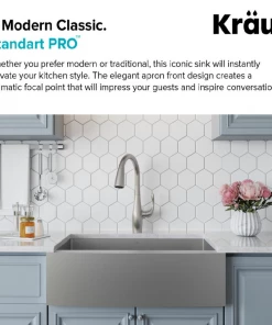 KRAUS Standart PRO Farmhouse Apron-Front Stainless Steel 33 In. Single Bowl Kitchen Sink