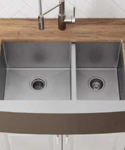 KRAUS Standard PRO Farmhouse Apron-Front Stainless Steel 36 In. Double Bowl Kitchen Sink Sinks