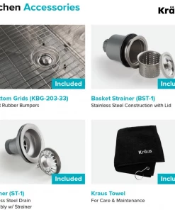 KRAUS Standard PRO Farmhouse Apron-Front Stainless Steel 36 In. Double Bowl Kitchen Sink Sinks