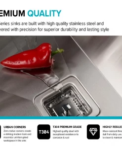 Elkay Sinks KRAUS Pax Zero-Radius 24in. 18 Gauge Undermount Single Bowl Stainless Steel Laundry And Utility Sink