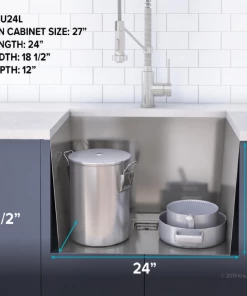 Elkay Sinks KRAUS Pax Zero-Radius 24in. 18 Gauge Undermount Single Bowl Stainless Steel Laundry And Utility Sink